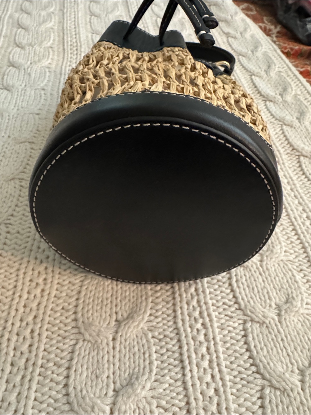 J.Crew Drawstring bag in straw and leather CR888 - Picture 5 of 10